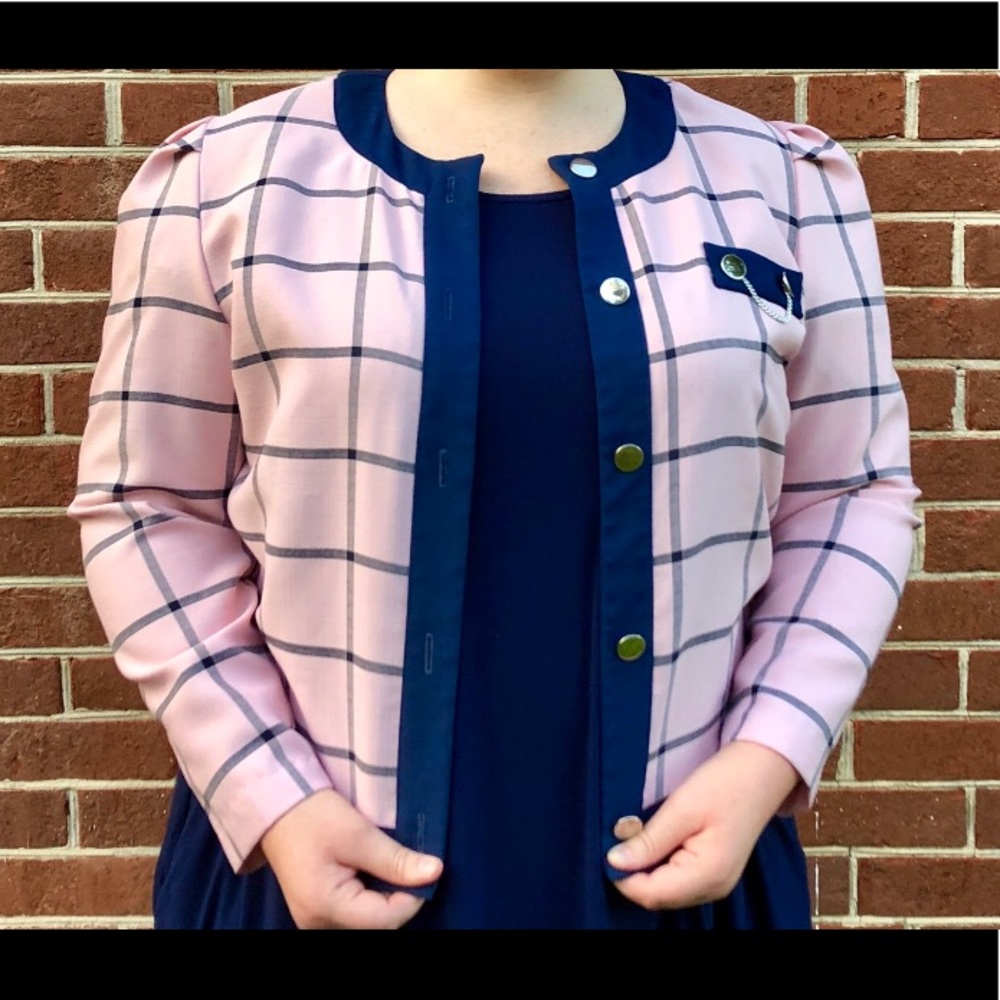 Vintage Light Pink & Blue Jacket w/ Silver Details